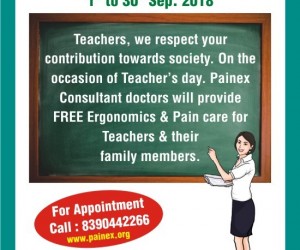 Free Ergonomics & Pain Care for Teachers & Their Family on the occasion of Teachers Day